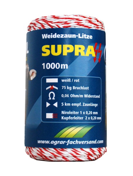 WAHL-Hausmarke Weidezaunlitze - SUPRA - 1000 m WAHL-Hausmarke Weidezaunlitze - SUPRA - 1000 m