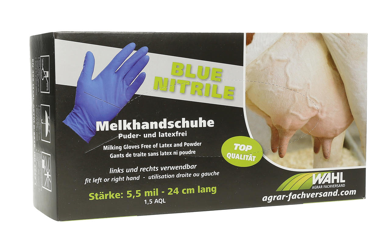 WAHL-Hausmarke Melkhandschuh BLUE-NITRILE 5,5 mil WAHL-Hausmarke Melkhandschuh BLUE-NITRILE 5,5 mil