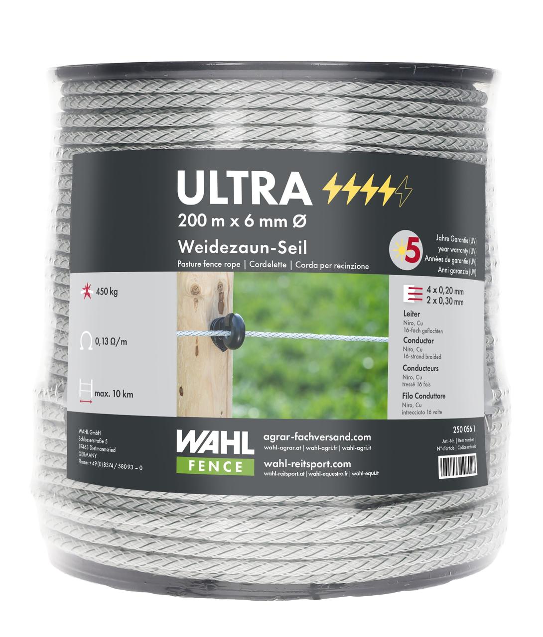 WAHL-FENCE Weidezaunseil - ULTRA - 6 mm / 200 m