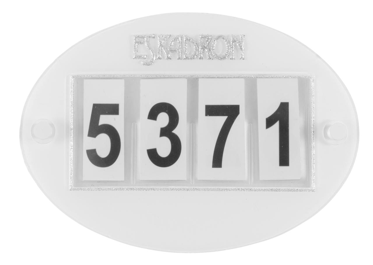 Eskadron Startnummernset Quick Pin 4 white-silver glitter