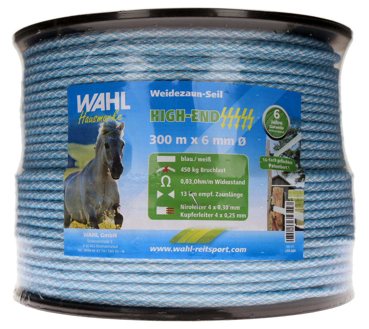 WAHL-FENCE Weidezaunseil - HIGH END - 6mm / 300m WAHL-FENCE Weidezaunseil - HIGH END - 6mm / 300m