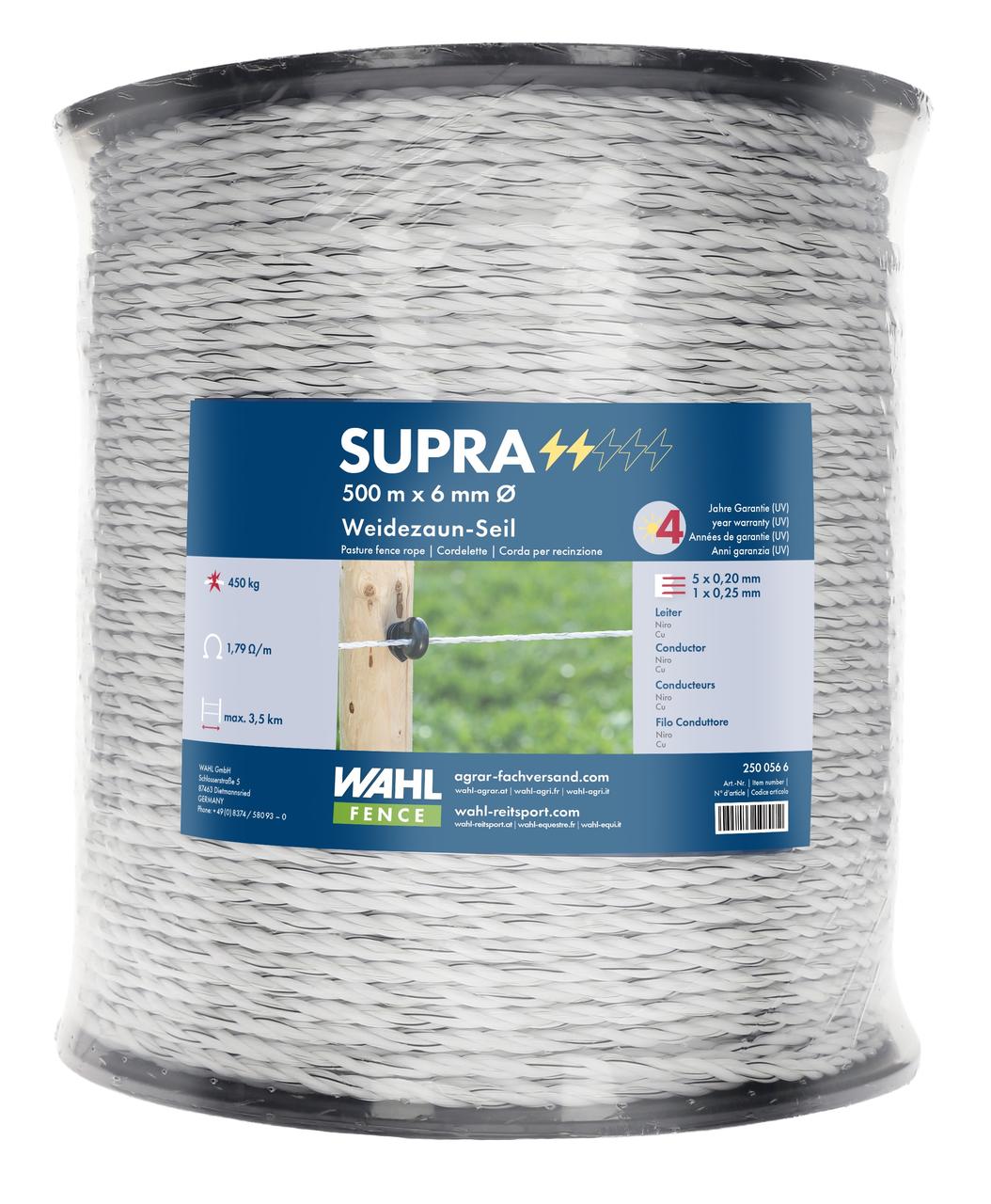 WAHL-FENCE Weidezaunseil - SUPRA - 6 mm / 500 m