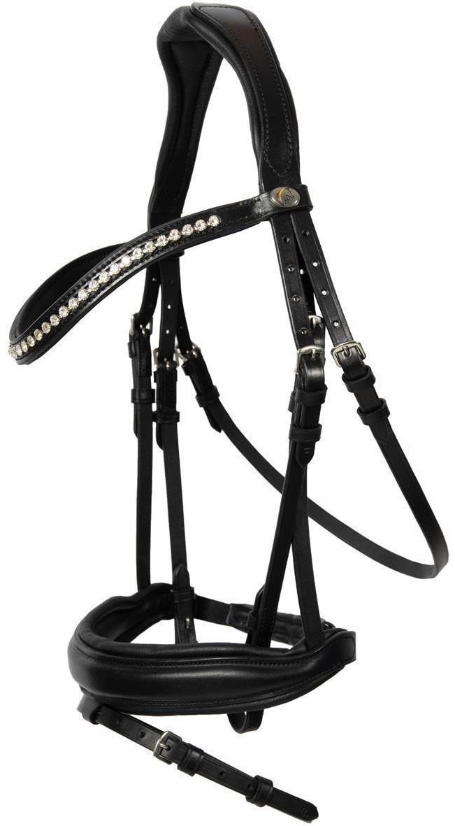 Hans Melzer Trense Wiesbaden Comfort Englisch kom. Full = Warmblut schwarz/silber