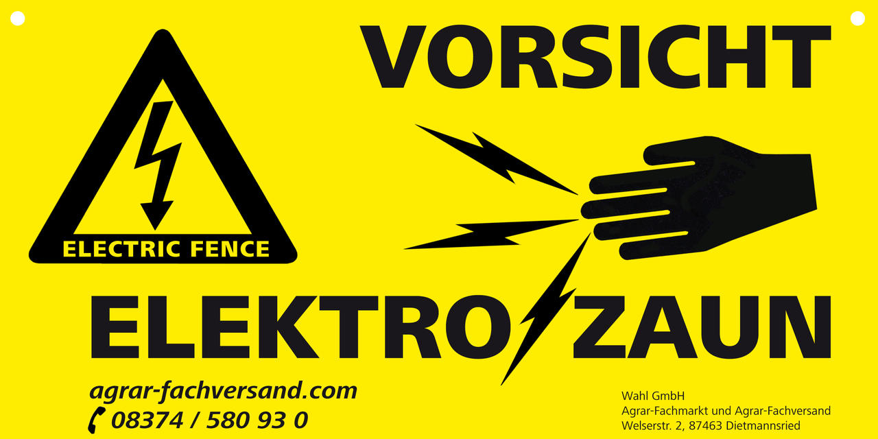 WAHL-Hausmarke Warnschild "Vorsicht Elektrozaun" WAHL-Hausmarke Warnschild "Vorsicht Elektrozaun"