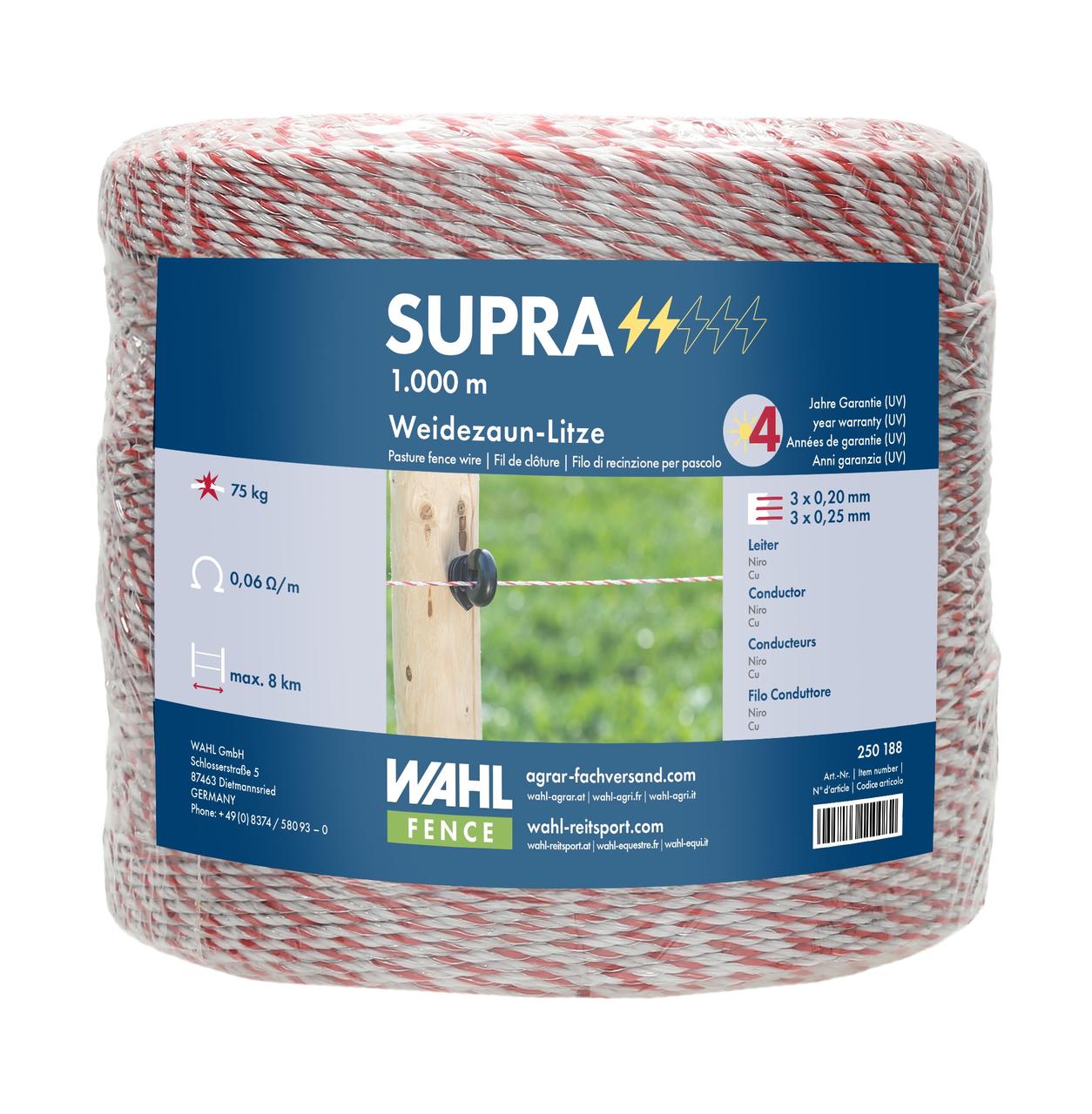 WAHL-FENCE Weidezaunlitze - SUPRA - 1000 m