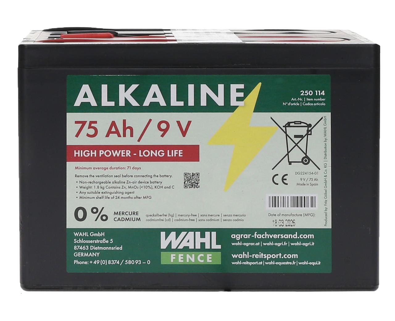 WAHL-FENCE Weidezaunbatterie 9 V - 75 Ah