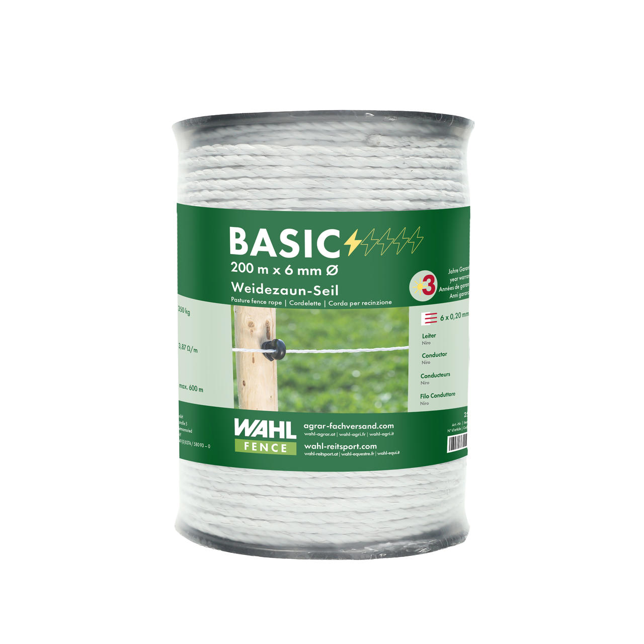WAHL-FENCE Weidezaunseil - BASIC - 6 mm / 200 m