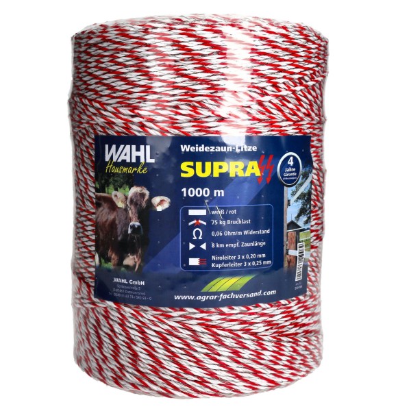 WAHL-Hausmarke Weidezaunlitze - SUPRA - 1000 m WAHL-Hausmarke Weidezaunlitze - SUPRA - 1000 m
