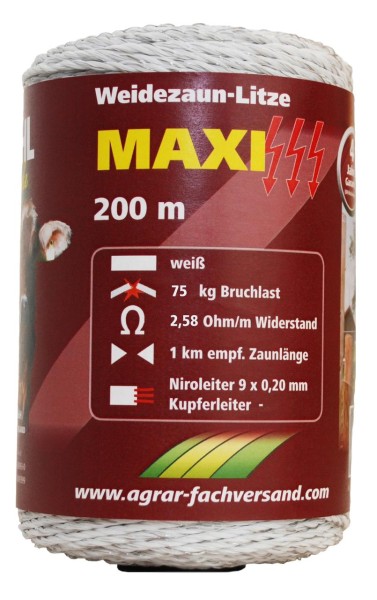 WAHL-Hausmarke Weidezaunlitze - MAXI - 200 m